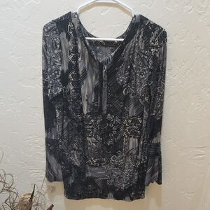 Elegant Black and Gray Women's Blouse